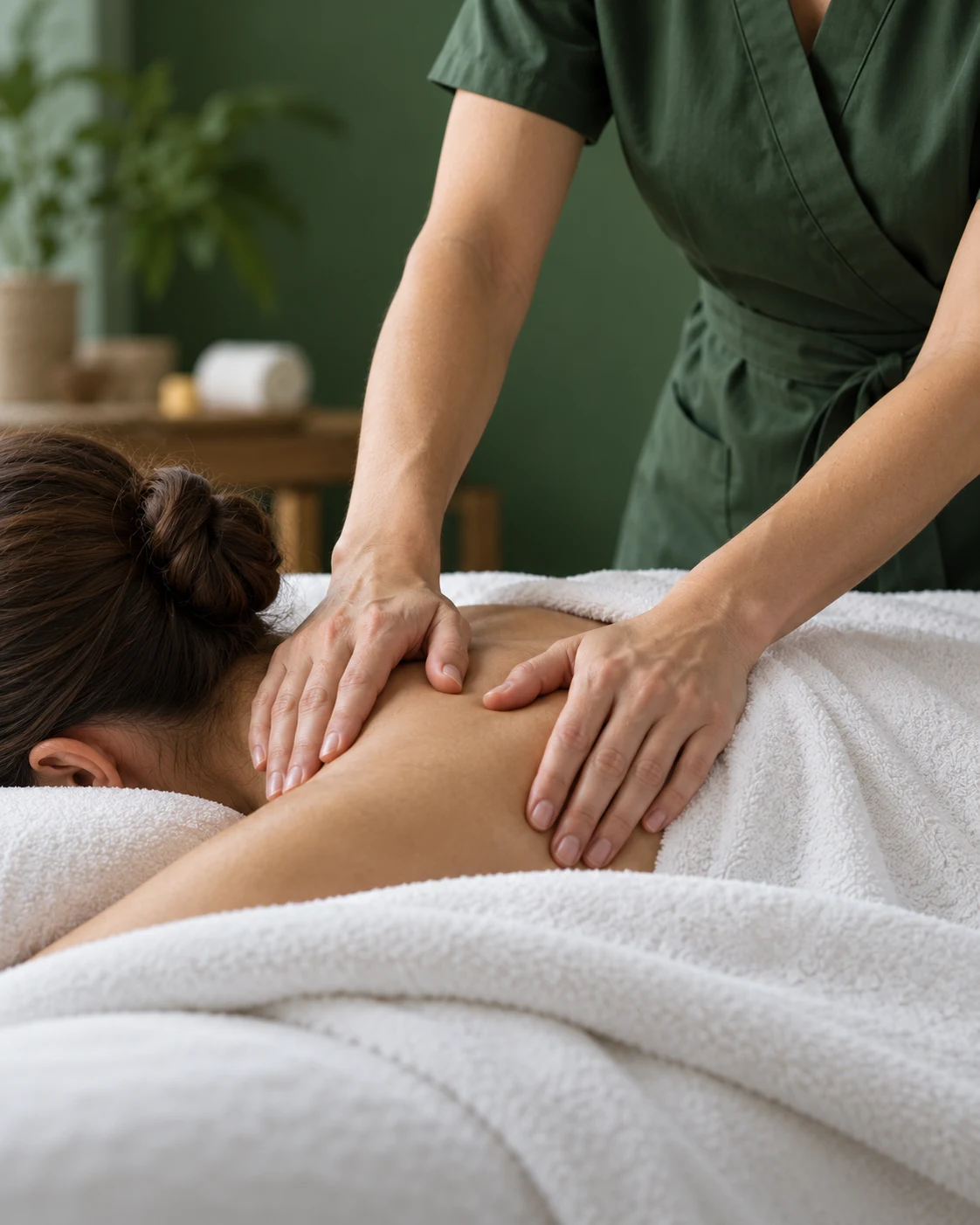 Detalhe ilustrativo de massagem nos ombros de uma mulher